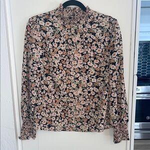 Sanctuary Multi Colored Floral Smocked Mandarin Collar and Cuffs | XS